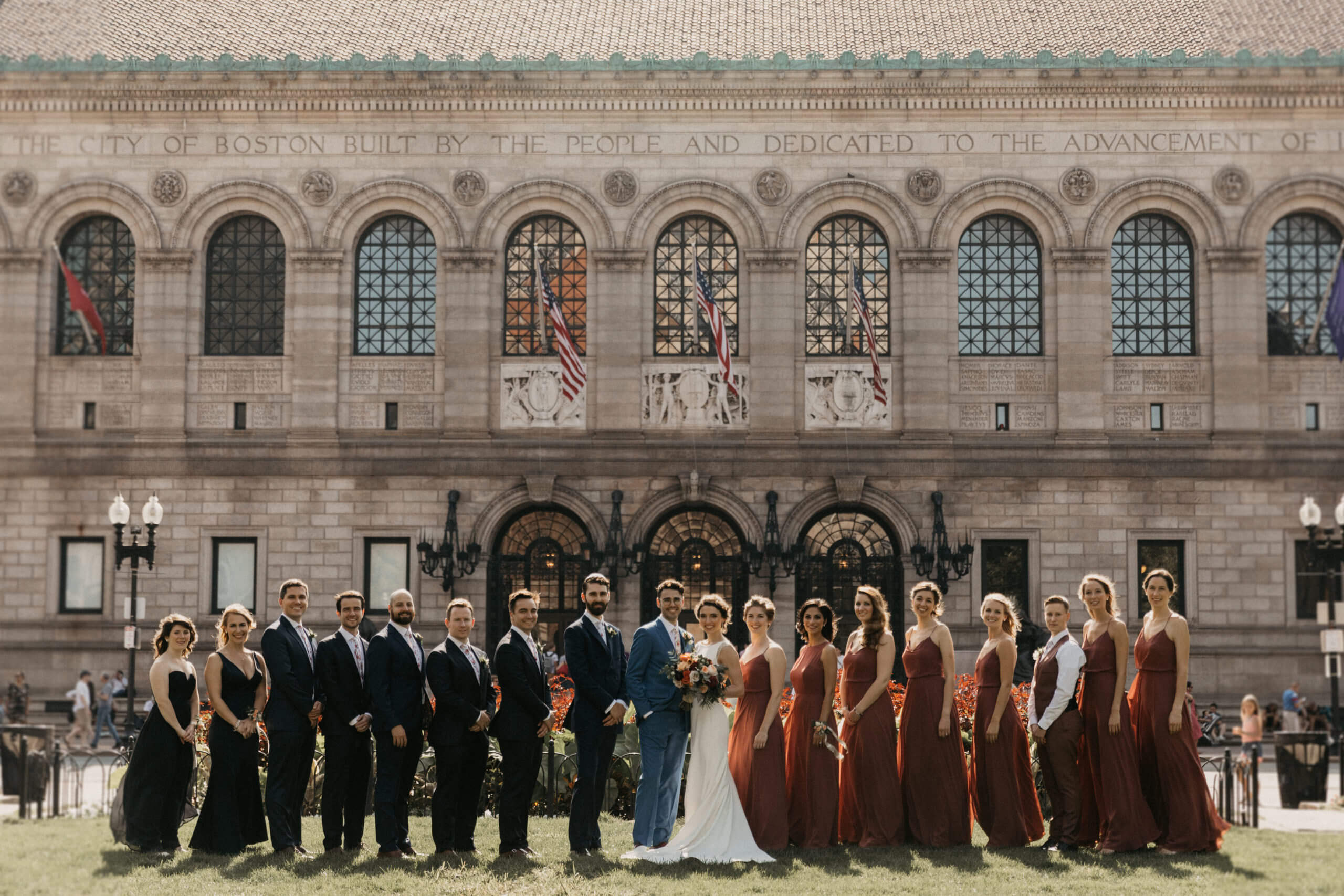 Copper Penny Flowers Autumn Wedding at Boston Public Library photography by Frame + Anchor Photography