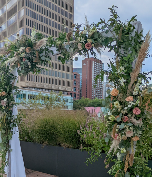 Copper Penny Flowers wedding arbor