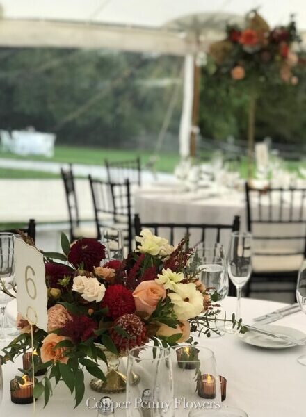 Copper Penny Flowers wedding centerpiece
