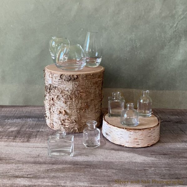 clear glass bud vase short b