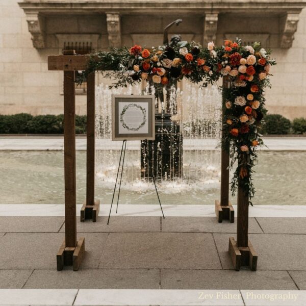 wooden wedding arbor